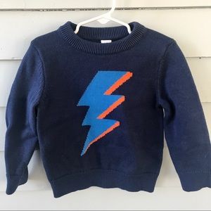 Baby Gap 3T navy blue sweater lightning bolt